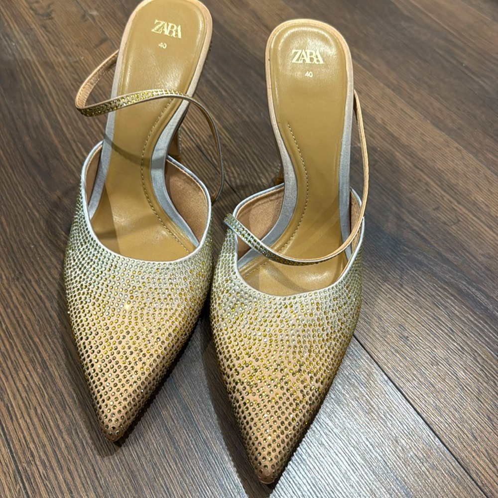 Zara Mules with Rhinestones